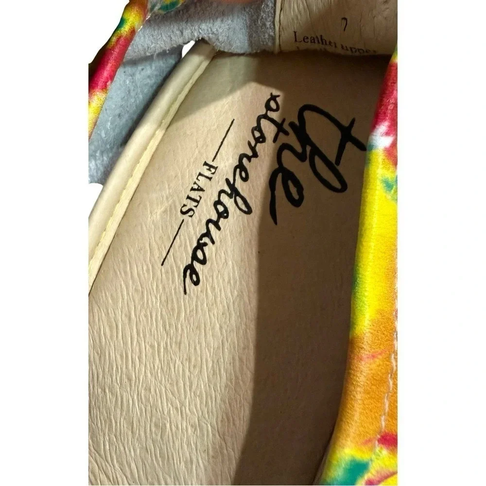 Storehouse‎ Foldable Leather Ballet Flat Summer Breeze Yellow Tie Dye Shoes 7